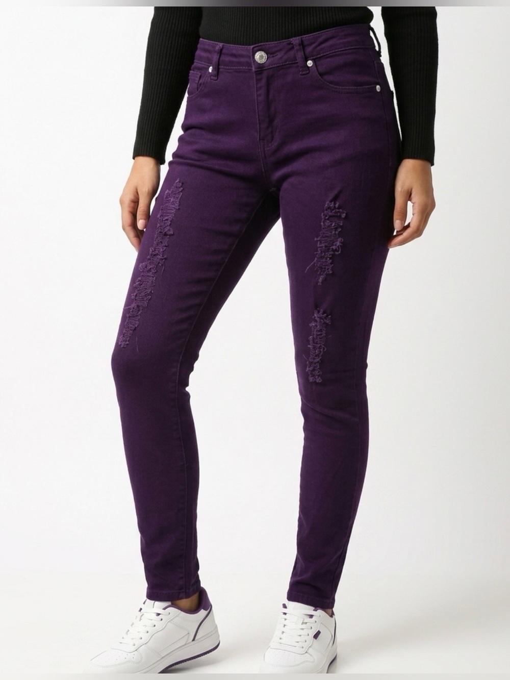 VIP Purple Distressed Skinny Jeans With Stretch